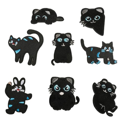 8 Stück Kätzchen-Aufnäher zum Aufnähen / Aufbügeln, Cartoon-Katzen, bestickte Flicken für Rucksäcke, Dekorationen, Katzen, zum Aufbügeln, Cartoon-Tier, bestickt für Kleid, Jeans 8 Stück Kätzchen-Aufnäher zum Aufnähen / Aufbügeln, Cartoon-Katzen, bestickte Flicken für Rucksäcke, Dekorationen, Katzen, zum Aufbügeln, Cartoon-Tier, bestickt für Kleid, Jeans von DOSERTY