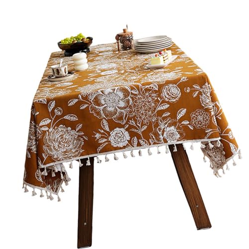 Blumen-Tischdecke, hochwertiges Polyester, wasserfest, leicht abwischbar, für Innen- und Außenbereich, wasserdichte Polyester-Tischdecke von DOSERTY