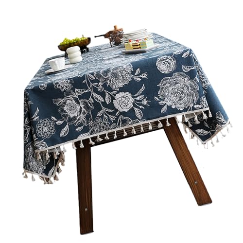 Blumen-Tischdecke, hochwertiges Polyester, wasserfest, leicht abwischbar, für Innen- und Außenbereich, wasserdichte Polyester-Tischdecke von DOSERTY