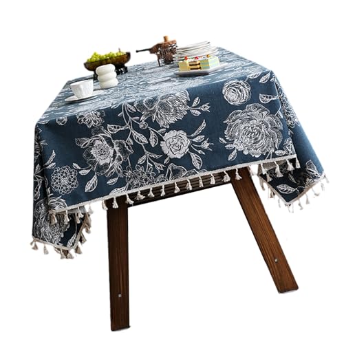Blumen-Tischdecke, hochwertiges Polyester, wasserfest, leicht abwischbar, für Innen- und Außenbereich, wasserdichte Polyester-Tischdecke von DOSERTY