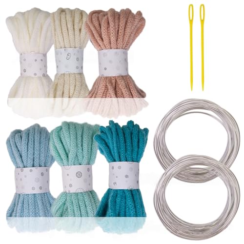 Buntes Polyester-Seil, Nadeln und Modellierdraht, 7 mm x 5 m, hohl, geflochtenes Seil für Kunst, Handwerk, Stricken, 6 Stück Buntes Polyester-Seil, Nadeln und Modellierdraht, 7 mm x 5 m, hohl, geflochtenes Seil für Kunst, Handwerk, Stricken, 6 Stück von DOSERTY
