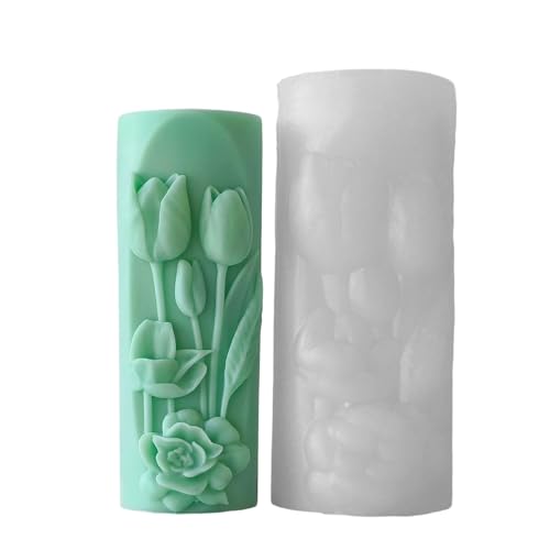 DOSERTY Silikonformen für Blumen, Säulen, Epoxidharz, handgefertigte Gießformen, Blume, Zylinder, Pflaster, Formen von DOSERTY