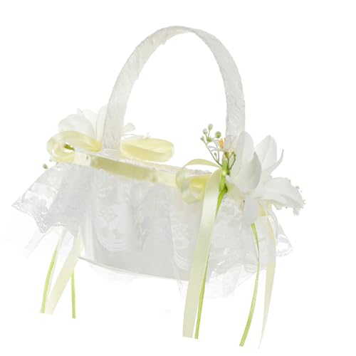 Eleganter Hochzeitskorb für Blumenmädchen, Perlen, Schleifen, Dekoration, leicht, Brautschmuck, Zeremonie, Accessoire, Hochzeit, Partykorb Eleganter Hochzeitskorb für Blumenmädchen, Perlen, Schleifen, Dekoration, leicht, Brautschmuck, Zeremonie, Accessoire, Hochzeit, Partykorb von DOSERTY