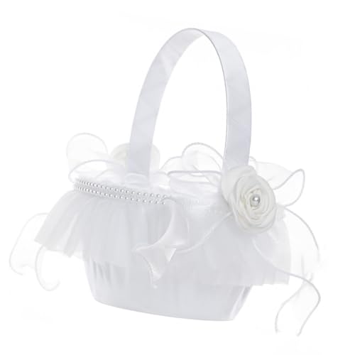Eleganter Hochzeitskorb für Blumenmädchen, Perlen, Schleifen, Dekoration, leicht, Brautschmuck, Zeremonie, Accessoire, Hochzeit, Partykorb Eleganter Hochzeitskorb für Blumenmädchen, Perlen, Schleifen, Dekoration, leicht, Brautschmuck, Zeremonie, Accessoire, Hochzeit, Partykorb von DOSERTY