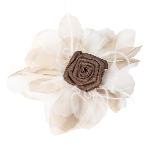 Kunstvolle Blumen-Organza-Applikation für Abendrock, Kleidung, gefiederter Kragen, Dekoration, Brosche, Nähbedarf, handgefertigtes Bastelzubehör von DOSERTY