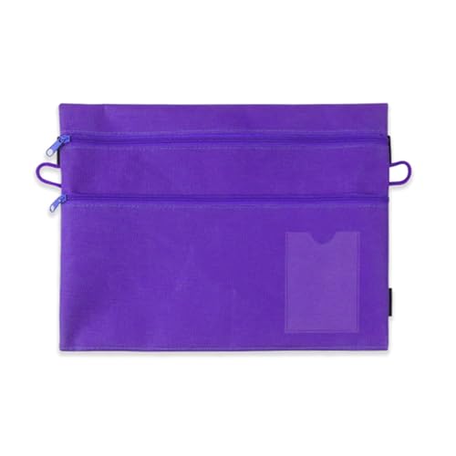 Multifunktionale Schreibwarentasche, doppellagiger Reißverschluss, Stift-Organizer für Dokumentenmappe, Reißverschluss, Dokumententasche, großes Fassungsvermögen, Federmäppchen von DOSERTY
