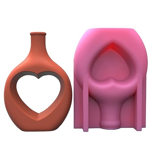 Silikonform in Herzform, einfacher Make-up-Stifthalter, Harzform, Blumenvase, Ornament, Epoxidharz, Heimdekoration, dekorative Harzformen von DOSERTY
