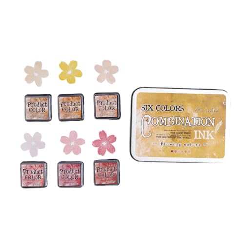 Stempelkissen-Set mit fließenden Farben, 6-teilig, Kombinationstempelkissen, Schulbedarf für Kinder, Erwachsene, Bastelprojekte, Kombinationstempelkissen, Retro-Pad-Set für Kinder und Erwachsene von DOSERTY