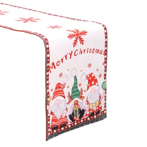 Tischläufer mit Weihnachtsschneeflocke für Zuhause, Party, doppellagig, Baumwollleinen, Tischläufer, Abdeckung für Esszimmer, Dekoration, Weihnachtstücher, rechteckig Tischläufer mit Weihnachtsschneeflocke für Zuhause, Party, doppellagig, Baumwollleinen, Tischläufer, Abdeckung für Esszimmer, Dekoration, Weihnachtstücher, rechteckig von DOSERTY