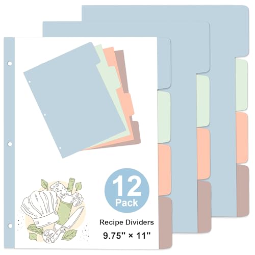 12 Blatt Rezept-Trennblätter für 3-Ringbuch mit 4 Registerkarten, 24,9 x 27,9 cm, Morandi-Rezeptbuch, Trennblätter, blanko, Rezept-Organizer, personalisierter Familienrezeptbinder für die Küche 12 Blatt Rezept-Trennblätter für 3-Ringbuch mit 4 Registerkarten, 24,9 x 27,9 cm, Morandi-Rezeptbuch, Trennblätter, blanko, Rezept-Organizer, personalisierter Familienrezeptbinder für die Küche von DOSTATNI
