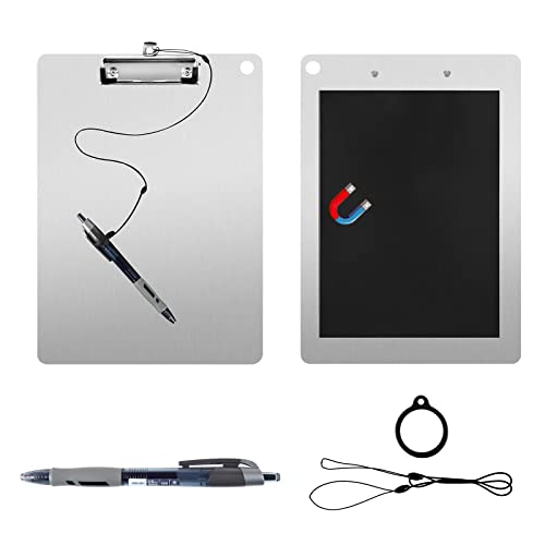 Magnetische Klemmbretter aus Metall mit Stift befestigt, Edelstahlplatte mit niedrigem Profil, Aluminium-Dokumentenhalter, Briefgröße, magnetisches Klemmbrett für Kühlschrank, Industrie Magnetische Klemmbretter aus Metall mit Stift befestigt, Edelstahlplatte mit niedrigem Profil, Aluminium-Dokumentenhalter, Briefgröße, magnetisches Klemmbrett für Kühlschrank, Industrie von DOSTATNI
