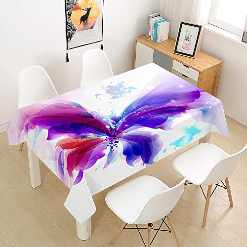 3D Tischdecke Abwaschbar, DOTBUY Wasserabweisende Tischdecke Rechteckig Abwischbare Wachstuch für Desktop Dekorative Tuch Hotel Bankett Party Garten (Blauer Schmetterling,60x60cm) von DOTBUY-SHOP