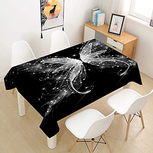 3D Tischdecke Abwaschbar, DOTBUY Wasserabweisende Tischdecke Rechteckig Abwischbare Wachstuch für Desktop Dekorative Tuch Hotel Bankett Party Garten (weißer Schmetterling,100x140cm) von DOTBUY-SHOP