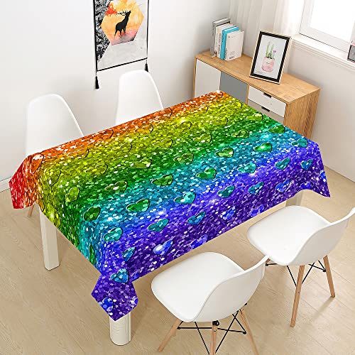 DOTBUY 3D Regenbogen Tischdecke Abwaschbar Garten Draussen Outdoor Multifunktionale Tischdecke Für Den Haushalt für Küche,Geburtstag, Party, Picknick (Liebe,90X90CM) von DOTBUY-SHOP