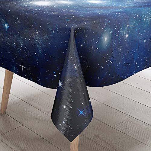 DOTBUY 3D Tischdecke Abwaschbar, Wasserabweisende Tischdecke Rechteckig Abwischbare Wachstuch für Desktop Dekorative Tuch Hotel Bankett Party Garten (Blaue Galaxie,140x260cm) von DOTBUY-SHOP