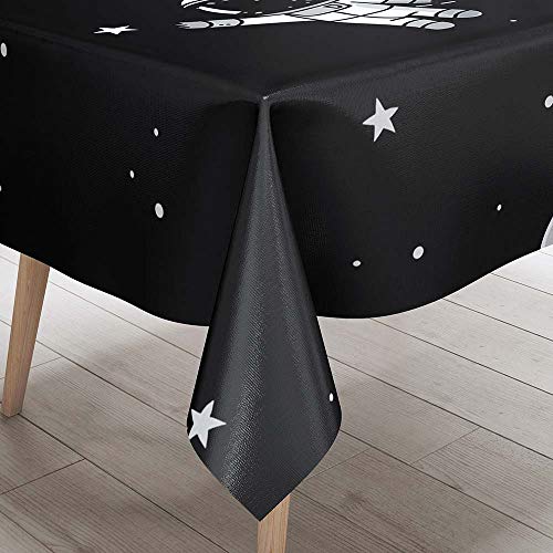 DOTBUY 3D Tischdecke Abwaschbar, Wasserabweisende Tischdecke Rechteckig Abwischbare Wachstuch für Desktop Dekorative Tuch Hotel Bankett Party Garten (schwarz,60x60cm) von DOTBUY-SHOP