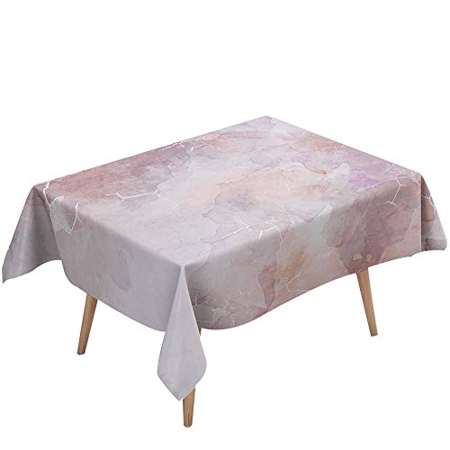 Marmor Tischdecke Abwaschbar Wasserdicht Abwischbar Schmutzabweisend, DOTBUY 3D Rechteckige Tischtuch Eckig Tischwäsche für Home Küche Garten Dekoration mit 4 klammern (Rosa,100x140cm) von DOTBUY-SHOP