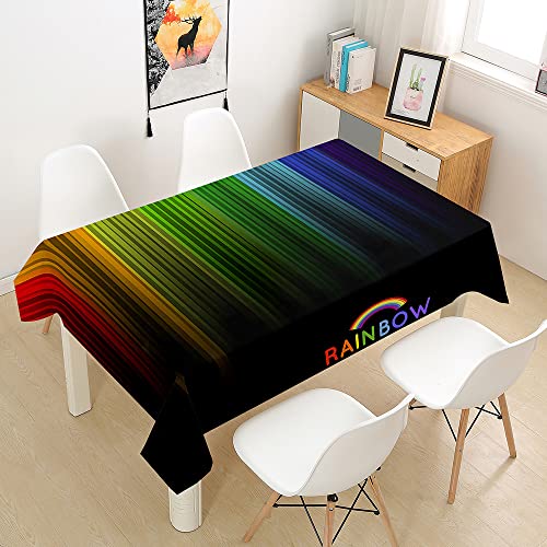 DOTBUY Tischdecke Abwaschbar Garten Draussen Outdoor Multifunktionale Tischdecke Für Den Haushalt für Küche,Geburtstag, Party, Picknick, Abschlussfeier Dekoration (Regenbogen,140X260CM) von DOTBUY-shop