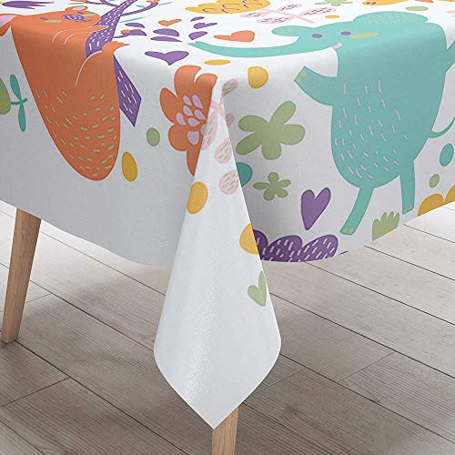 Tischdecke Abwaschbar, DOTBUY Kinder Wasserabweisende Tischdecke Rechteckig Abwischbare Wachstuch für Desktop Dekorative Tuch Hotel Bankett Party Garten (Tierparty,60x60cm) von DOTBUY-shop