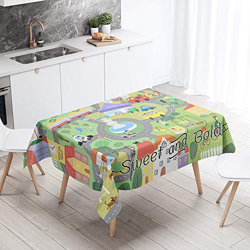 Tischdecke Abwaschbar, DOTBUY Wasserabweisende Tischdecke Rechteckig Abwischbare Wachstuch für Desktop Dekorative Tuch Hotel Bankett Party Garten (Straße,100x140cm) von DOTBUY-shop