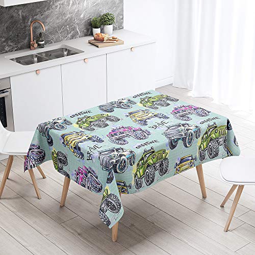 Tischdecke Abwaschbar, DOTBUY Wasserabweisende Tischdecke Rechteckig Abwischbare Wachstuch für Desktop Dekorative Tuch Hotel Bankett Party Garten (Wagen,90x90cm) von DOTBUY-shop