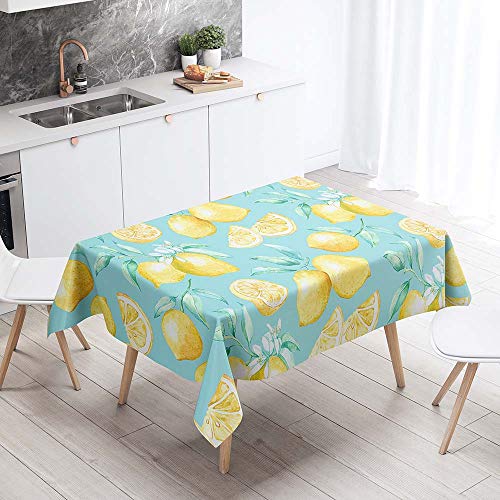 Tischdecke Abwaschbar, DOTBUY Zitrone Wasserabweisende Tischdecke Rechteckig Abwischbare Wachstuch für Desktop Dekorative Tuch Hotel Bankett Party Garten (Zitrone,140x220cm) von DOTBUY-SHOP