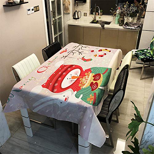 Weihnachtstischdecke Tischdecke Wasserabweisend Lotuseffekt, DOTBUY Weihnachten Tischtuch mit Lustigen Elchen Eyecatcher in Winter Weihnachten (Weißer Hase,100x140cm) von DOTBUY-shop