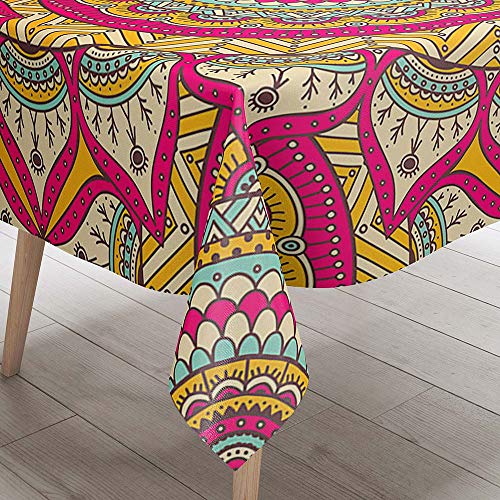 3D Tischdecke Abwaschbar, DOTBUY Wasserabweisende Tischdecke Rechteckig Abwischbare Wachstuch für Desktop Dekorative Tuch Hotel Bankett Party Garten (Gelbrosa,140x180cm) von DOTBUY