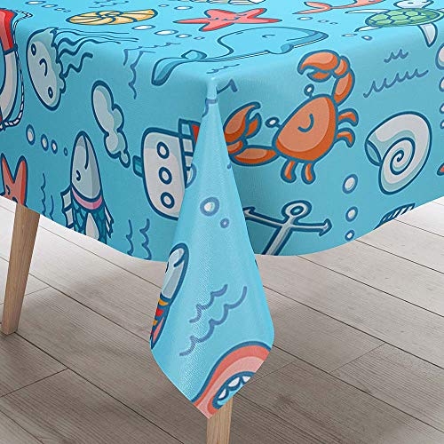 DOTBUY 3D Tischdecke Abwaschbar, Wasserabweisende Tischdecke Rechteckig Abwischbare Wachstuch für Desktop Dekorative Tuch Hotel Bankett Party Garten (Blau,100x140cm) von DOTBUY