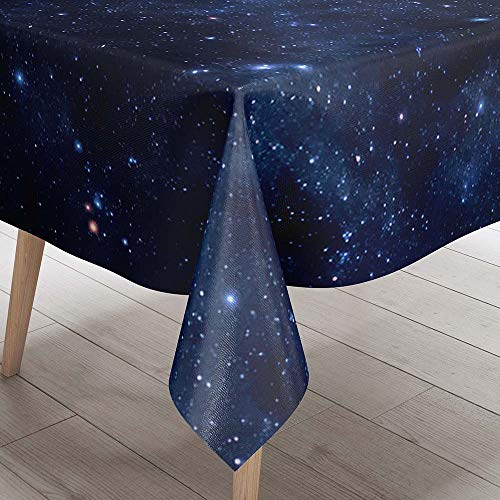 DOTBUY 3D Tischdecke Abwaschbar, Wasserabweisende Tischdecke Rechteckig Abwischbare Wachstuch für Desktop Dekorative Tuch Hotel Bankett Party Garten (Blauer Sternenhimmel,90x90cm) von DOTBUY