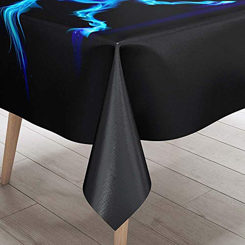 DOTBUY 3D Tischdecke Abwaschbar, Wasserabweisende Tischdecke Rechteckig Abwischbare Wachstuch für Desktop Dekorative Tuch Hotel Bankett Party Garten (Blaues Pferd,100x140cm) von DOTBUY