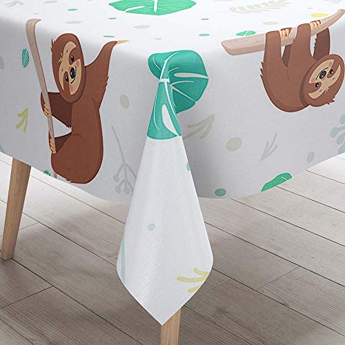 DOTBUY 3D Tischdecke Abwaschbar, Wasserabweisende Tischdecke Rechteckig Abwischbare Wachstuch für Desktop Dekorative Tuch Hotel Bankett Party Garten (Faultier,140x180cm) von DOTBUY