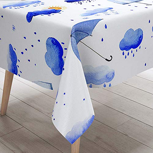 DOTBUY 3D Tischdecke Abwaschbar, Wasserabweisende Tischdecke Rechteckig Abwischbare Wachstuch für Desktop Dekorative Tuch Hotel Bankett Party Garten (Regen,100x140cm) von DOTBUY