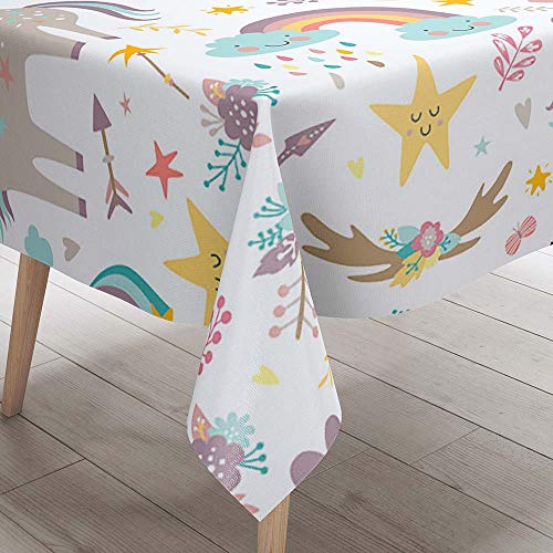 DOTBUY 3D Tischdecke Abwaschbar, Wasserabweisende Tischdecke Rechteckig Abwischbare Wachstuch für Desktop Dekorative Tuch Hotel Bankett Party Garten (Regenbogen,100x140cm) von DOTBUY