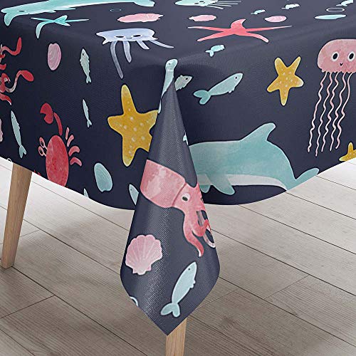 DOTBUY 3D Tischdecke Abwaschbar, Wasserabweisende Tischdecke Rechteckig Abwischbare Wachstuch für Desktop Dekorative Tuch Hotel Bankett Party Garten (schwarz,140x140cm) von DOTBUY