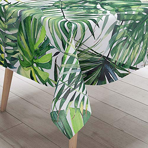 DOTBUY Tischdecke Abwaschbar Garten, Wasserabweisende Tischdecke Rechteckig Abwischbare Wachstuch Desktop Dekorative Tuch Hotel Bankett Party (Grünes Blatt G,100x140cm) von DOTBUY