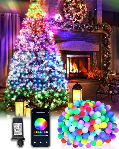 DOTWAYAW Smart Lichterkette 20M 200 LED Globe Weihnachtsbaum Lichterkette - App-gesteuerte Lichter für Weihnachtenrn mit 16 Millionen RGB Farben LED-Lichtern von DOTWAYAW
