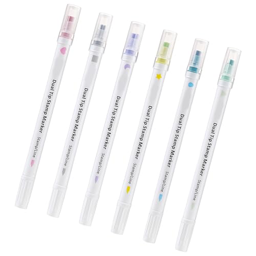 DOUDINGMAO 6-farbiges Stempelmarker-Set, doppelköpfig, Aquarell-Marker mit Stempelkopf für Tagebuch, Scrapbooking, Kunst-Illustrationen DOUDINGMAO 6-farbiges Stempelmarker-Set, doppelköpfig, Aquarell-Marker mit Stempelkopf für Tagebuch, Scrapbooking, Kunst-Illustrationen von DOUDINGMAO