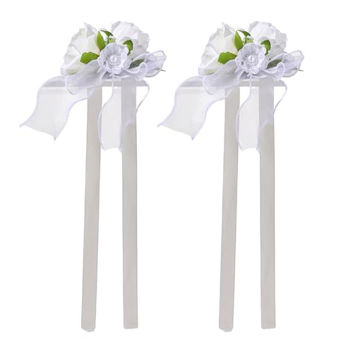 DOUDINGMAO Stilvolles Hochzeits-Armband und Ansteckblume in verschiedenen Farben für Braut, Trauzeugen, formelle Anlässe, Seidenblumen-Accessoires, zartes künstliches Blumen-Armband von DOUDINGMAO