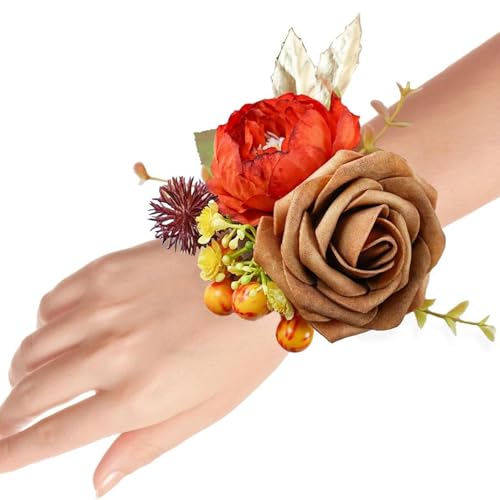 Hochzeits-Handgelenk-Blume für Braut und Brautjungfer, atmungsaktiv, künstliche Blume, Armband, Corsage, Party, Feier, Zubehör, Brautschmuck, Handgelenk-Ansteckblume von DOUDINGMAO