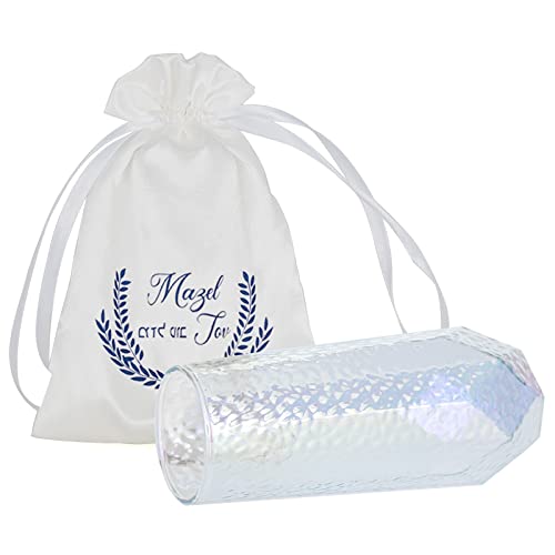 DOUDIZHU Chuppah Bruchglas für jüdische Hochzeit, jüdisches Hochzeitsglas für Paare, Hochzeitszeremonie, Hochzeit, Verlobung, Geschenk, irisierendes Glasgefäß für Bräutigam mit Kordelzugbeutel von DOUDIZHU