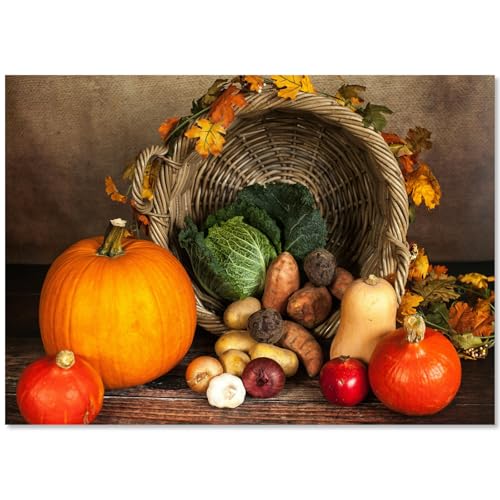 40x50cm Kürbis Groß Diamond Painting Bilder für Erwachsene Kinder DIY 5D Diamantenmalerei Korb für Früchte Kartoffeln Knoblauch Landschaft Malen nach Zahlen Diamant Anfänger Home Wall Decor (E) von DOUKOYEE