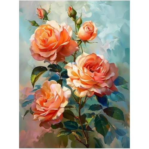 DOUKOYEE 5D DIY Diamond Painting Kinder Erwachsene Blumen Rose Bilder Malerei Bunt Muster Stickerei Kits 5D Diamantmalerei Home Wanddekoration Wohnzimmer Schlafzimmer Eingang Dekoration (D) von DOUKOYEE