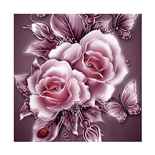 DOUKOYEE Diamond Painting Blumen Pfingstrose Rose Erwachsene Kinder DIY Malen 5d Diamantmalerei Diamant Painting Kits Mosaikherstellung Bilder Malerei Home Wand Decor Geschenk (B, 25x25 cm) von DOUKOYEE