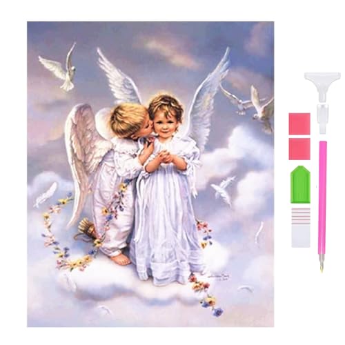 DOUKOYEE Diamond Painting Kinder Erwachsene Angel Bilder DIY 5D Diamantmalerei Stickerei Kits Handwerk Home Wanddekoration Wohnzimmer Baby Schlafzimmer Eingang Dekoration (B) von DOUKOYEE