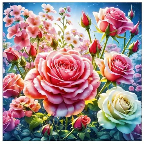 DOUKOYEE Diamond Painting Kits Rose Schmetterling Blumen Adult Kinder Diamant Bilder Malerei Set DIY Mosaikherstellung, Home Wanddekoration Wohnzimmer Schlafzimmer Wand Eingang Dekoration (DD) von DOUKOYEE