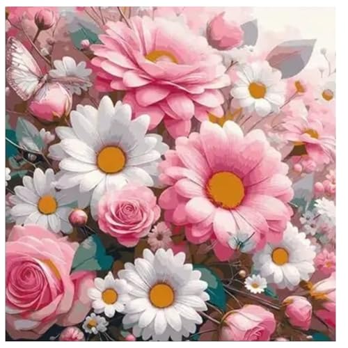 DOUKOYEE Diamond Painting Kits Rose Schmetterling Blumen Adult Kinder Diamant Bilder Malerei Set DIY Mosaikherstellung, Home Wanddekoration Wohnzimmer Schlafzimmer Wand Eingang Dekoration (EE) von DOUKOYEE