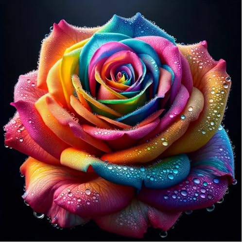 DOUKOYEE Diamond Painting Rose Schmetterling Blumen Adult Kinder Diamant Bilder Malerei Set DIY Mosaikherstellung, Home Wanddekoration Wohnzimmer Schlafzimmer Wand Eingang Dekoration (FF) von DOUKOYEE