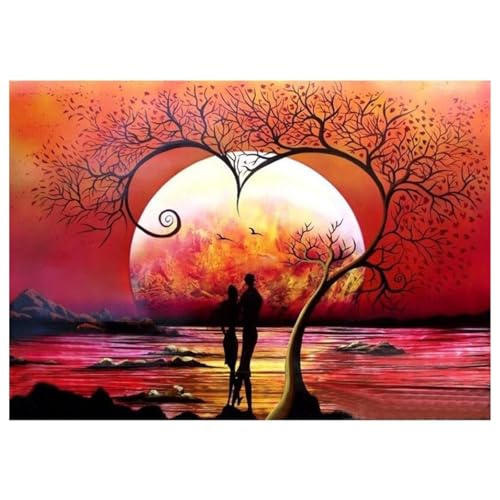 DOUKOYEE Diamond Painting Set für Erwachsene Kinder DIY 5D Diamant Painting Blume Tiere Katze Landschaft Dinosaurier Malen nach Zahlen Diamant Anfänger Home Wall Decor 30x40cm (G-Lovers under Sunset) von DOUKOYEE