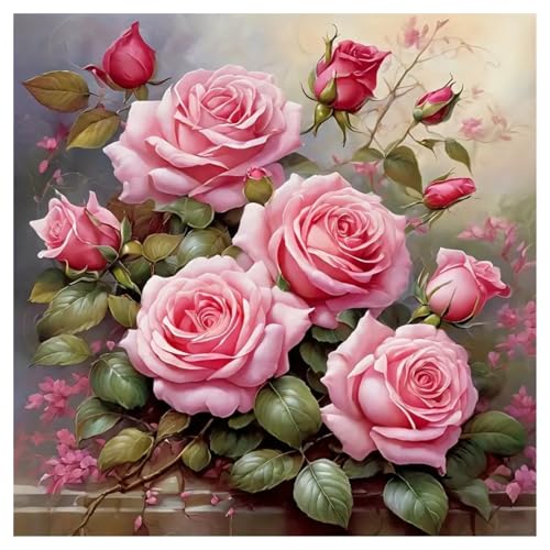 DOUKOYEE Rose Diamond Painting Set für Erwachsene Kinder DIY Rose Schmetterling Blumen Kinder Diamant Bilder Malerei Set DIY Mosaikherstellung Bausätze für Diamantmalerei Home Dekor (CC) von DOUKOYEE